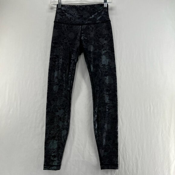 Lululemon Wunder Under Hi-Rise Tight Women 4 Stretch Breathable Black Iridescent - Picture 3 of 14